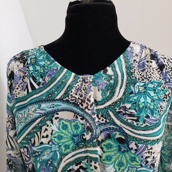 Milano Paisley Multi Hidden Button Vibrant Top Small Y2K Career Corpcore Office - Picture 5 of 11
